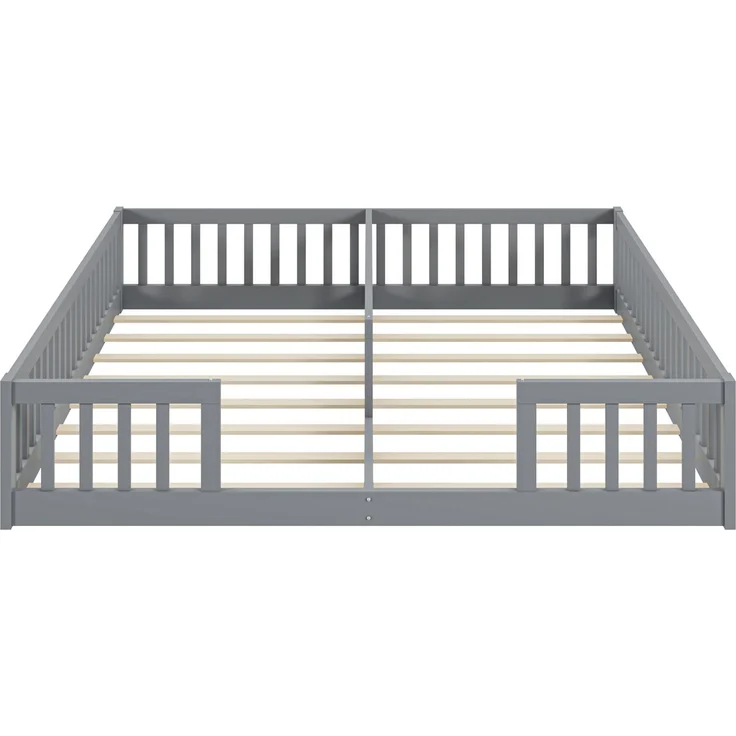 CHICFURN Bett aus Kiefernholz und MDF Grau 90x200 cm mit Sicherheitsgitter und Lattenrost – Bild 8