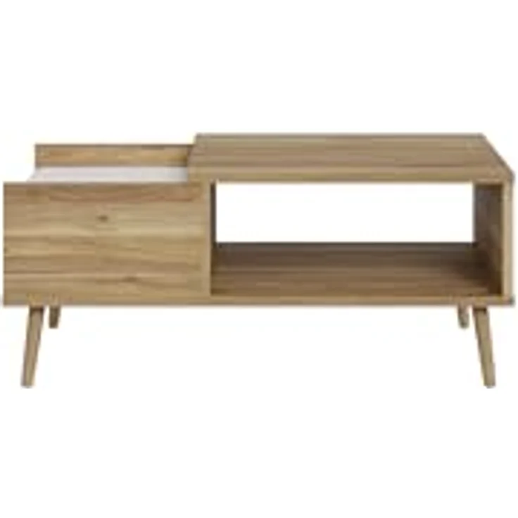 Forte HARLLSON, einfache Montage Dank EasyKlix by Couchtisch Holzdekor: Mauvella Eiche mit Weiß, Wohnzimmertisch mit Schublade, Modern Mid Century Stil, 106 cm breit x 45 cm hoch x 60 cm tief – Bild 4