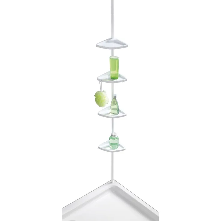 Wenko Teleskop-Duschecke Easy Aluminium, weiß, 4 Ablagen