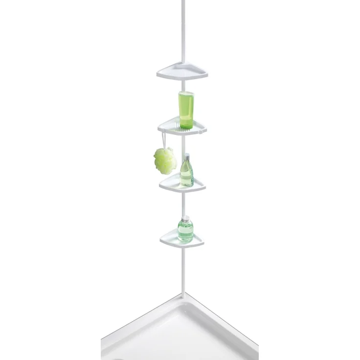 Wenko Teleskop-Duschecke Easy Aluminium, weiß, 4 Ablagen – Bild 1