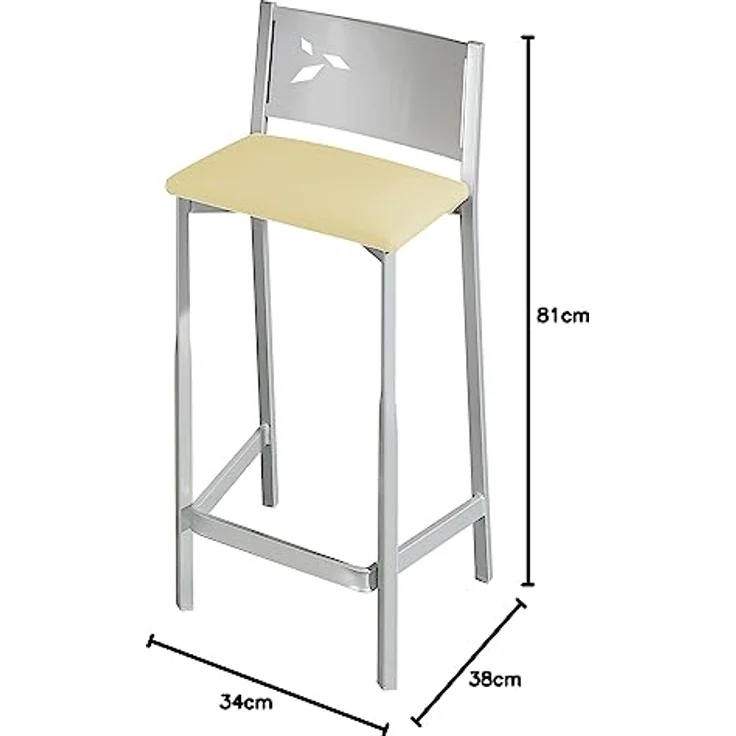ASTIMESA Zwei Hocker für die Küche, 60 cm, Kunstleder, Beige – Bild 3