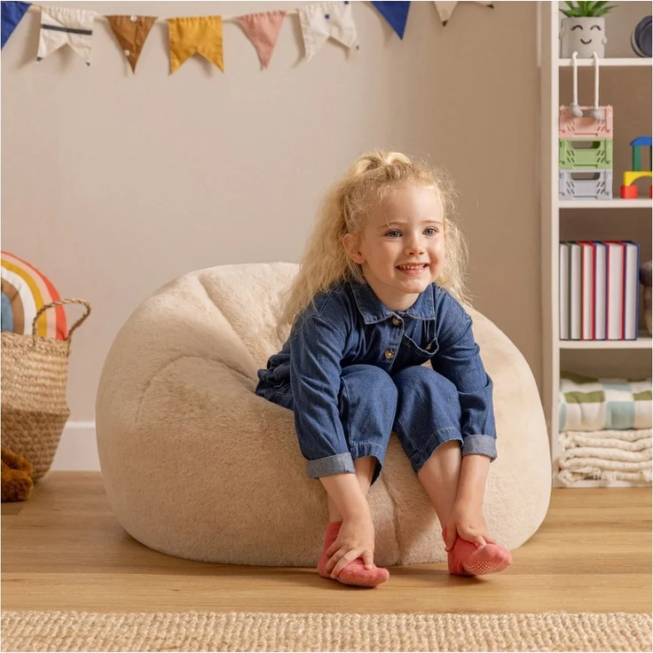 icon Sitzsack Flauschig aus Kunstfell für Kinder, mit Füllung, Made in Germany, für Kinderzimmer, flauschig – Bild 1
