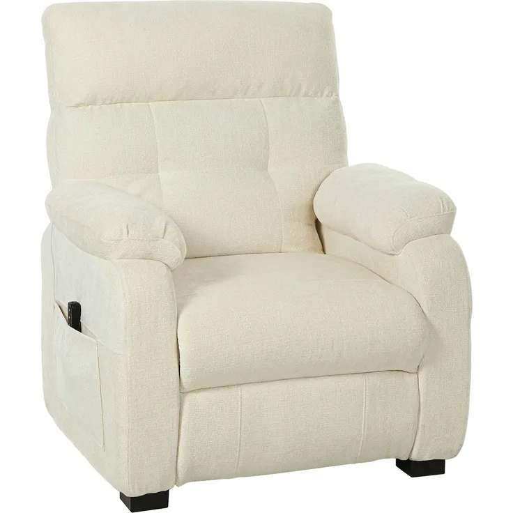 Wohnora-Elektrischer Relaxsessel Fernsehsesel mit Fußstütze, Seitentaschen, bürstenlosem Motor, USB-Anschluss, Fernbedienung,H 1050cm x T 960cm x B 900cm,Weiß