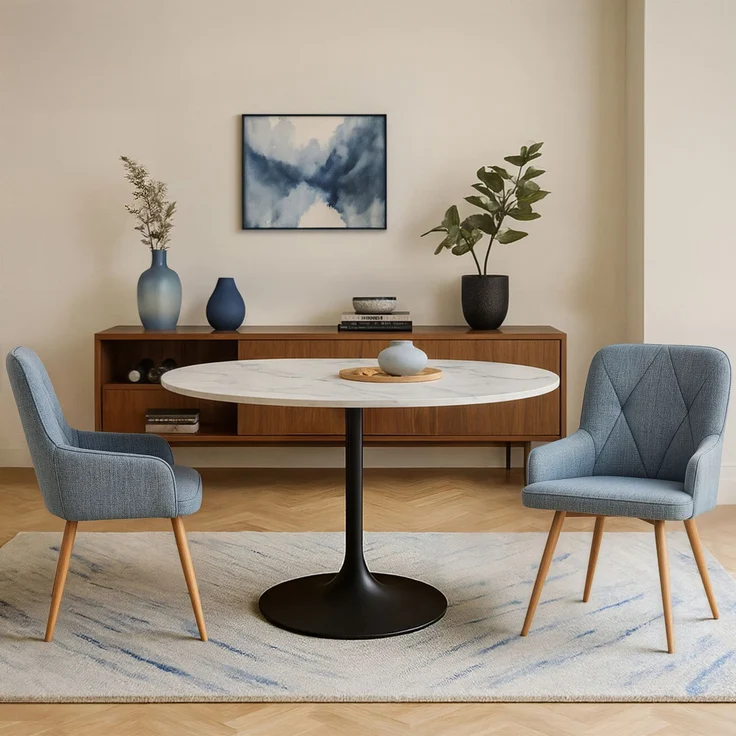 HOMAVO Esszimmerstuhl 4 Stück mit Armlehnen Stoff Mintgrün 57x62x87cm, YZ3 – Bild 2