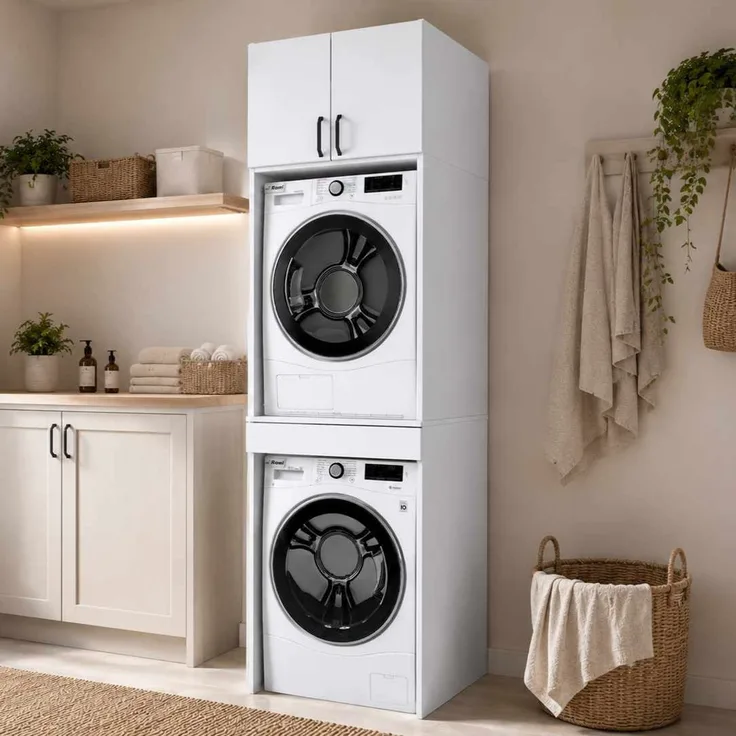 Skye Decor 'KD116' Waschmaschinenunterschrank, Weiß, 66,6 x 234 x 65 cm