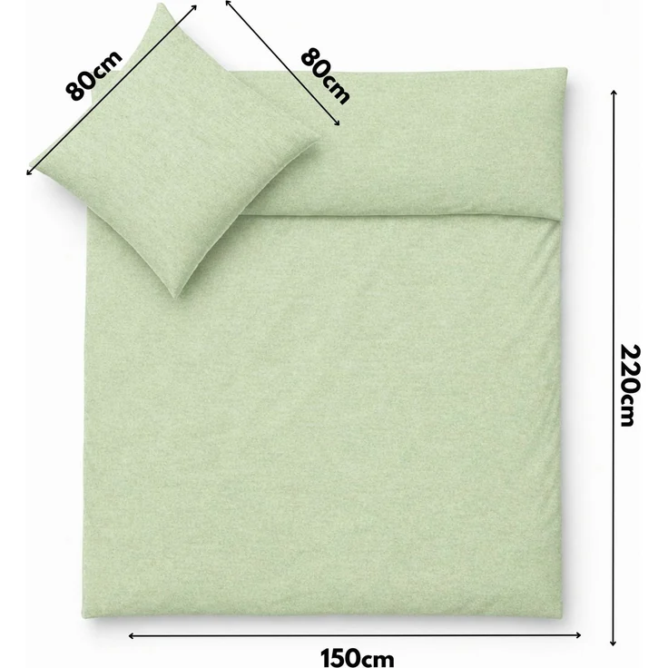 Julido Jersey Bettwäsche 155x220 80x80 Baumwolle Set Druckknopf weich Grün Melange – Bild 2