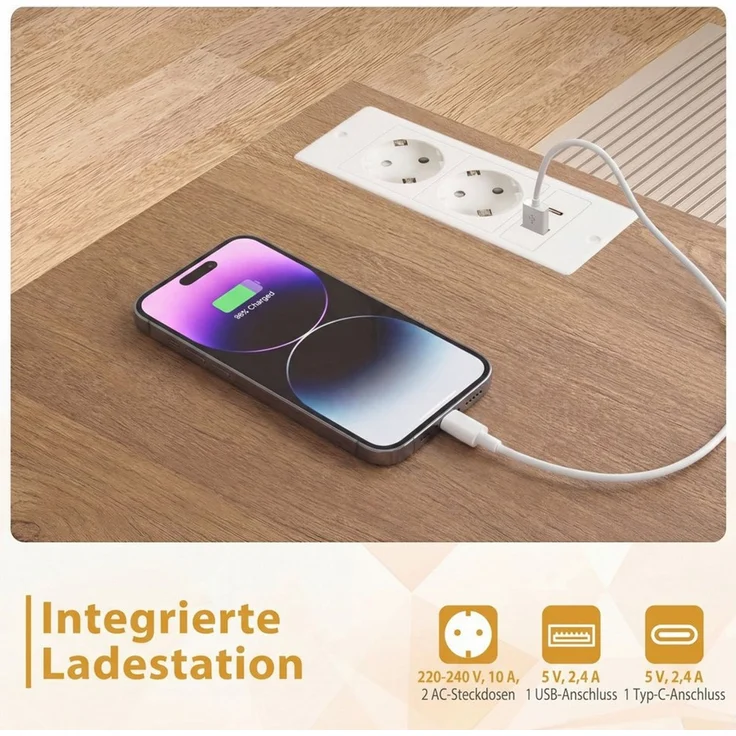 COSTWAY Küchenwagen, Mit integrierte Ladestation, beidseitig offenes Fach – Bild 4