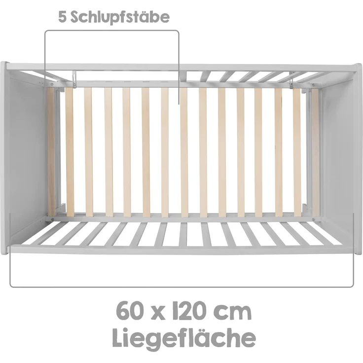 roba Beistell- & Babybett 60 x 120 - inkl. Lattenrost & Matratze - Höhenverstellbar - Taupe – Bild 9