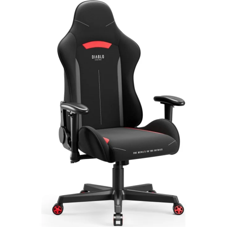 Diablo Gamer Stuhl Stoff | Gaming Stuhl Ergonomisch mit Stoffbezug, Verstellbare Armlehnen, Kippmechanismus | Schreibtischstuhl Gaming, Bürostuhl Gaming bis zu 136 kg | X-Starter | Schwarz – Bild 1