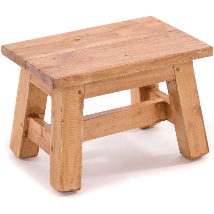 DESIGN DELIGHTS Rustikaler FUSSHOCKER Monte | 21 x 30 x 20 cm (HxBxT), Mahagoni Recyclinholz | Holzhocker | Farbe: 08 honigfarben gewachst