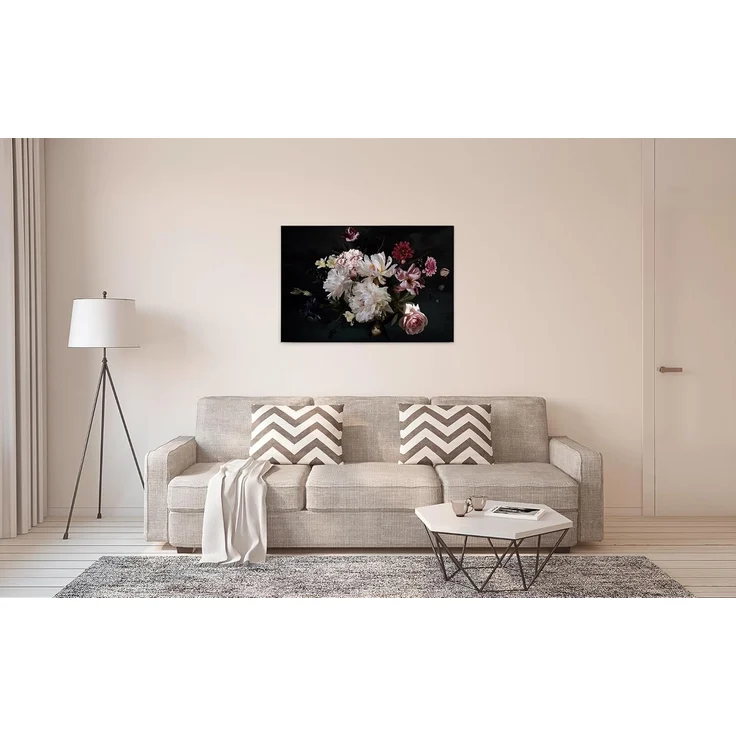 Blumen Leinwandbild Weiß Schwarz 90x60 DD120255 Wohnzimmer Wandbild Floral – Bild 4