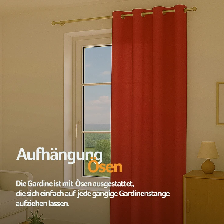 Bestlivings Blickdichte, Gardine mit Ösen, in vielen Größen und Farben Rot 140x145 cm – Bild 6