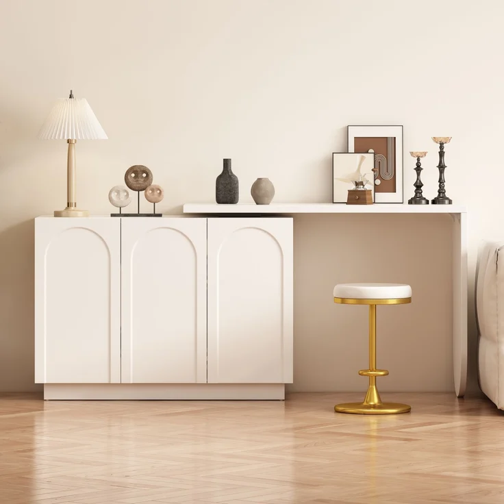Schreibtisch 75x110x40 cm mit drehbarer Arbeitsplatte, Stauraum und verstellbaren Böden, Weiß – Bild 4