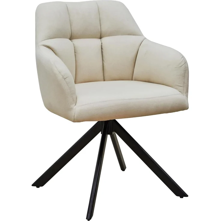 SVITA Esszimmerstuhl SORA, 360° drehbar, dick gepolstert, Stahlbeine, Stoffbezug, Beige – Bild 1