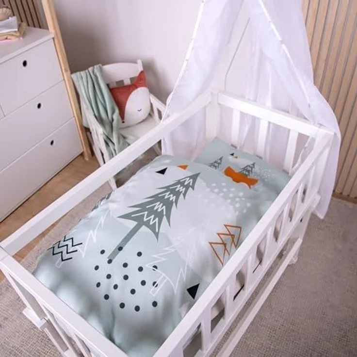 Herding süße Baby Wende Wiegen Bettwäsche Nordic Forest Wald mint 80x80 + 35x40 – Bild 5
