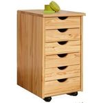 Inter Link Alpine Living Rollcontainer Bürocontainer Schubladenschrank Büroschrank Kiefer Massivholz Natur lackiert BxHxT: 35 x 65 x 40 cm