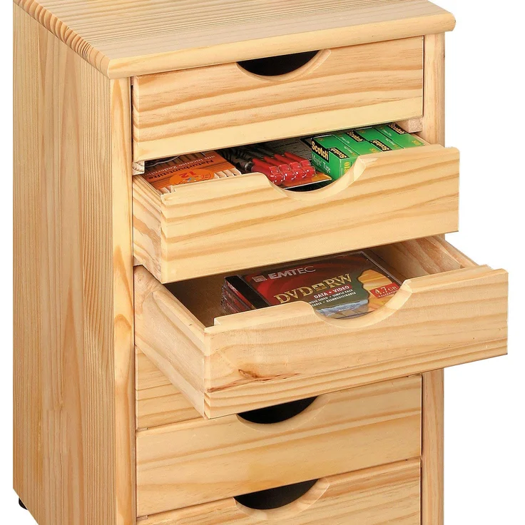 Inter Link Alpine Living Rollcontainer Bürocontainer Schubladenschrank Büroschrank Kiefer Massivholz Natur lackiert BxHxT: 35 x 65 x 40 cm – Bild 10