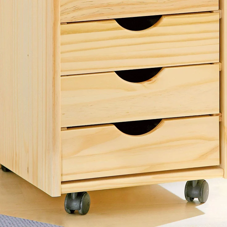 Inter Link Alpine Living Rollcontainer Bürocontainer Schubladenschrank Büroschrank Kiefer Massivholz Natur lackiert BxHxT: 35 x 65 x 40 cm – Bild 11
