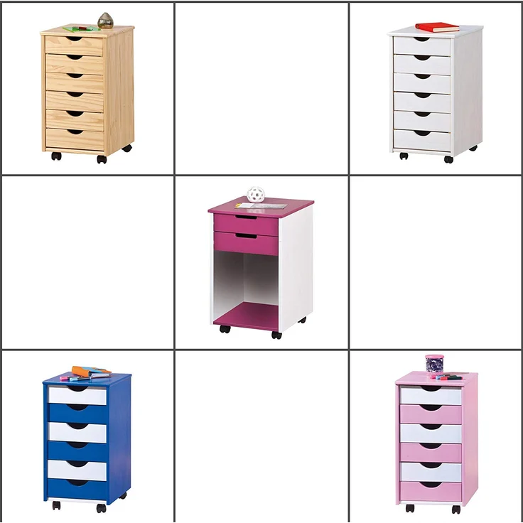 Inter Link Alpine Living Rollcontainer Bürocontainer Schubladenschrank Büroschrank Kiefer Massivholz Natur lackiert BxHxT: 35 x 65 x 40 cm – Bild 9