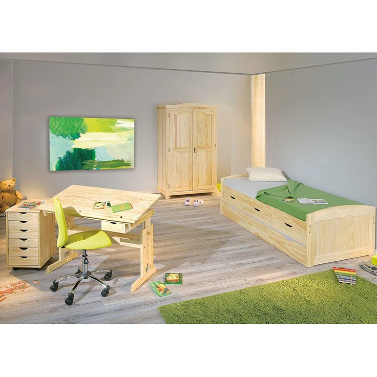 Inter Link Alpine Living Rollcontainer Bürocontainer Schubladenschrank Büroschrank Kiefer Massivholz Natur lackiert BxHxT: 35 x 65 x 40 cm – Bild 2