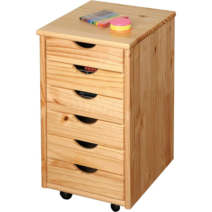 Inter Link Alpine Living Rollcontainer Bürocontainer Schubladenschrank Büroschrank Kiefer Massivholz Natur lackiert BxHxT: 35 x 65 x 40 cm – Bild 7