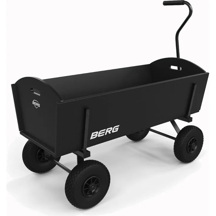 BERG Bollerwagen L Schwarz mit Holzplatten