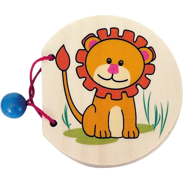 Hess Holzspielzeug 14301 - Bilderbuch aus Holz, Serie Zootiere mit Tier-Motiven auf 4 Seiten, handgefertigt, beidseitig bedruckt, als Geschenk zur Geburt, Taufe oder zum Geburtstag