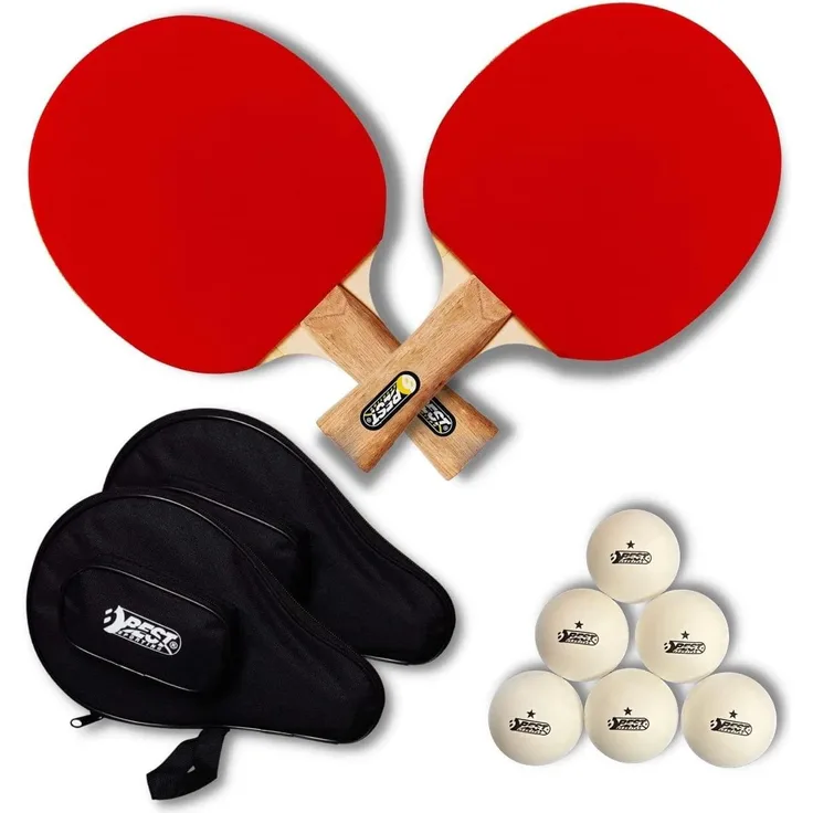 Best Sporting Tischtennisschläger Set HOBBY+ I 2 Tischtennis Schläger, 2 Schlägertaschen und 1* Tischtennisbälle I 5-teiliges wertiges Tischtennis Set I Tischtennissets I Table Tennis Racket