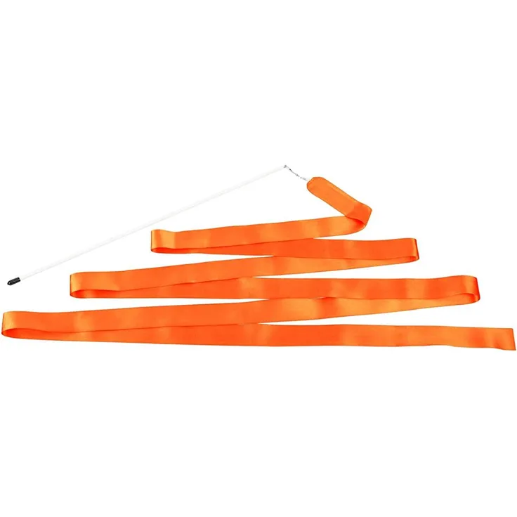 Gymnastikband Tanzband Turnband Rhythmikband Wirbelband Schwungband mit Stab 5 m, Orange