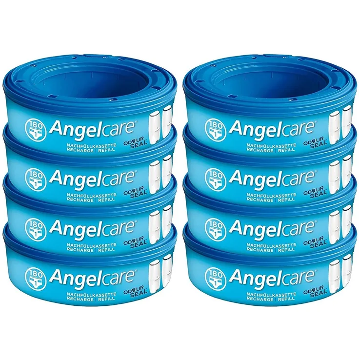 Angelcare 8er-Pack Original Nachfüllkassetten für Angelcare Windeleimer Comfort Plus