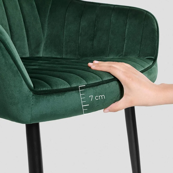 Esszimmerstuhl Loungesessel mit Armlehnen Samtbezug Sitzbreite 49 cm Belastbarkeit 110 kg Metallbeine für Esszimmer – Bild 6