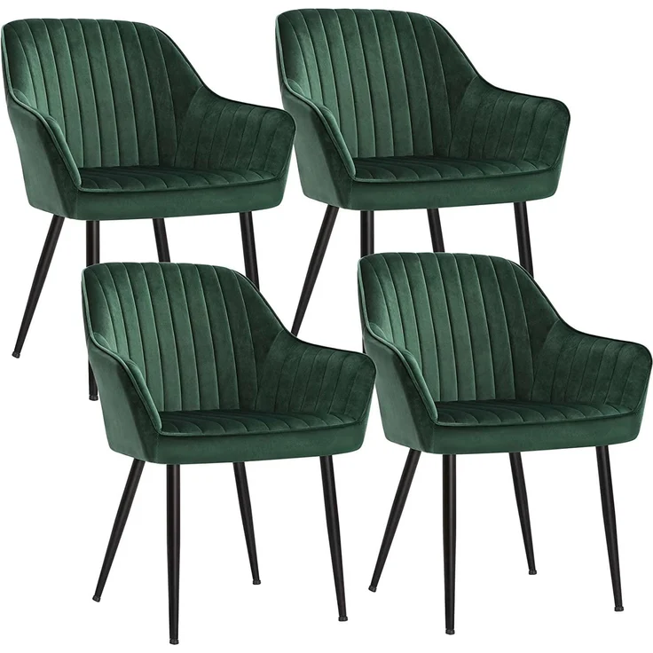Esszimmerstuhl Loungesessel mit Armlehnen Samtbezug Sitzbreite 49 cm Belastbarkeit 110 kg Metallbeine für Esszimmer – Bild 1