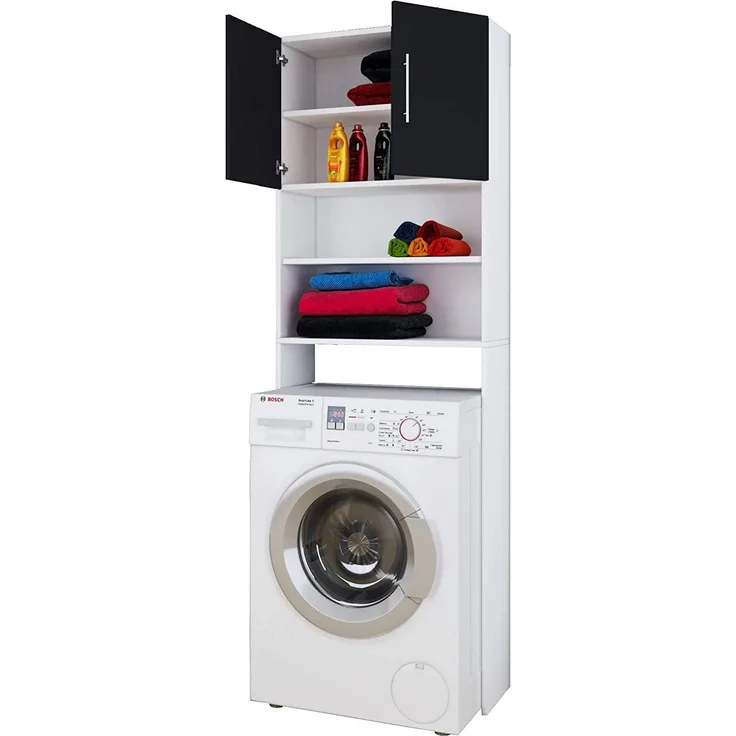 Waschmaschinenschrank schwarz Regal für Waschmaschinen Modell Jutas