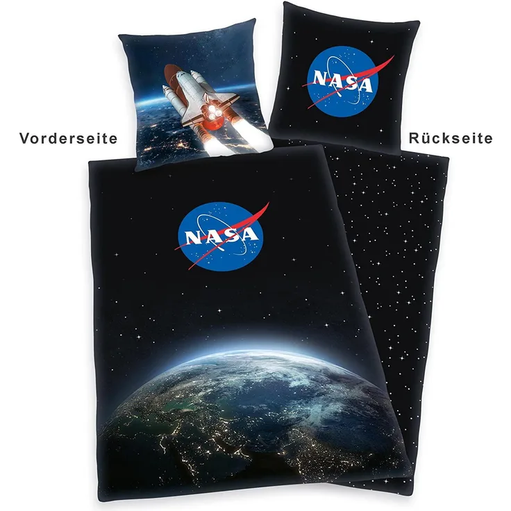 NASA Wende Bettwäsche Set 2tlg 135 x 200 cm 80 x 80 cm