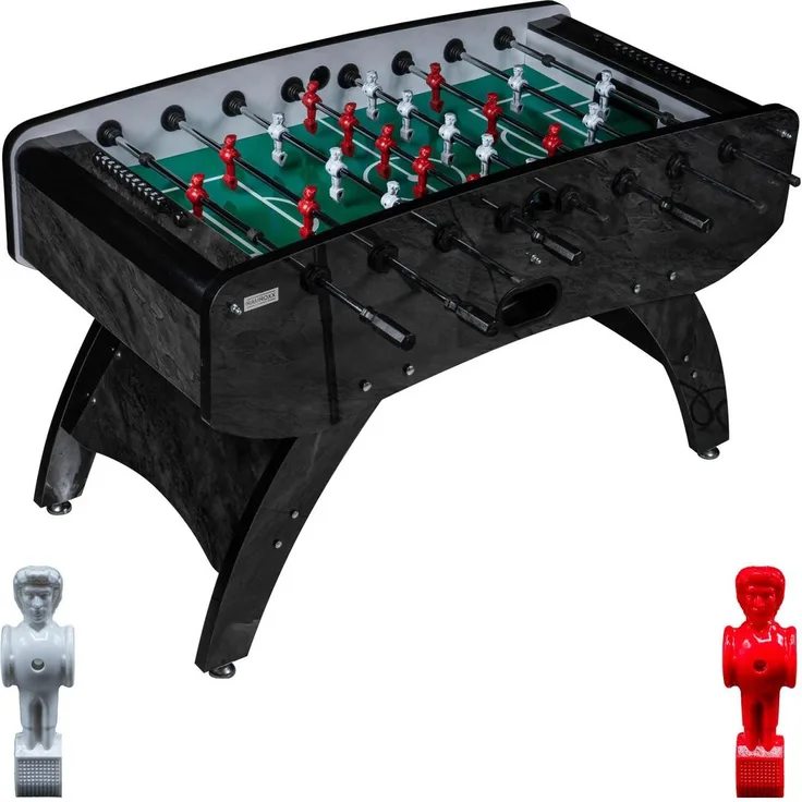 Fußball Tischkicker Design Schwarz grünes Spielfeld Figuren Weiss Rot 80kg