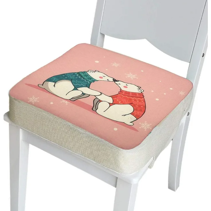 Kinder Sitzkissen Sitzerhöhung Stuhl, Fansu Baby Tragbar Sitzkissen Cartoon Quadratische Verstellbar Zerlegbar Kleinkinder Esszimmerstuhl ErhöHen Pad Esszimmer Boostersitze (Eisbär,40x40x8cm)