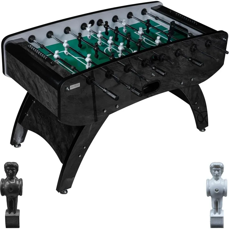Fußball Tischkicker Design Schwarz grünes Spielfeld Figuren Schwarz Weiss 80kg