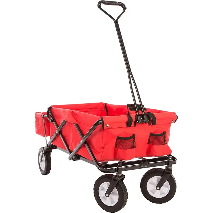 Ultrasport faltbarer Wagen, Bollerwagen, Picknickwagen, Handkarre mit Transporthülle, Rot