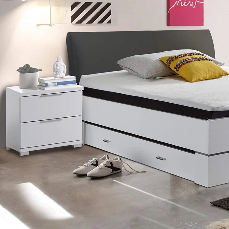 Pol-Power NAKO Weiß Nachtkommode 2 Schubkasten – Bild 2