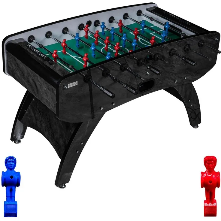 Fußball Tischkicker Profi Design Schwarz grünes Spielfeld Figuren Blau Rot 80kg