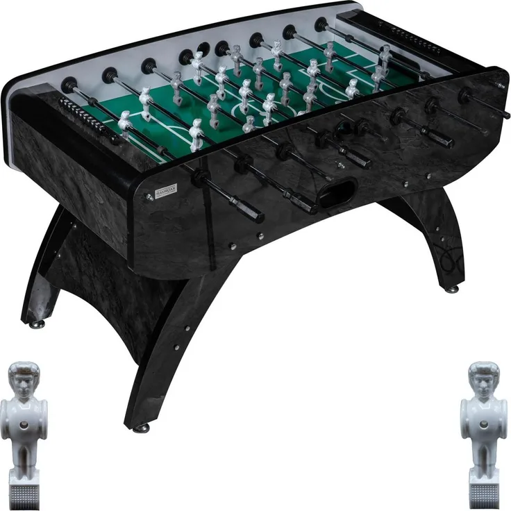 Fußball Tischkicker Design Schwarz grünes Spielfeld Figuren Grau Weiss 80kg