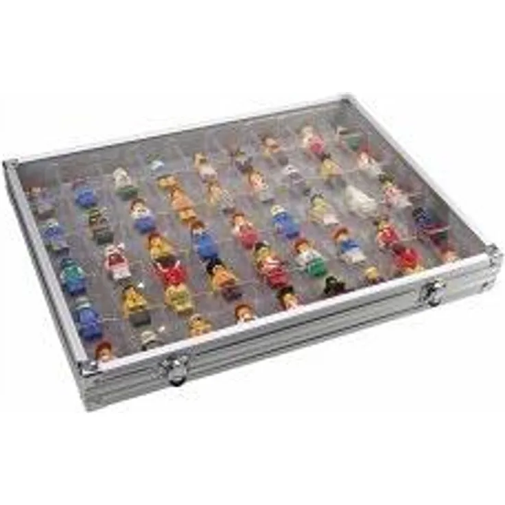 Sammelvitrine Alu mit 45 Fächern