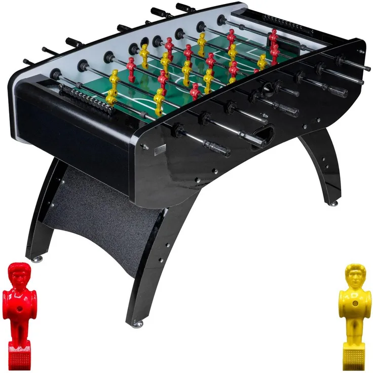 Fußball Tischkicker Schwarz Metallic grünes Feld Figuren Gelb Rot 80kg
