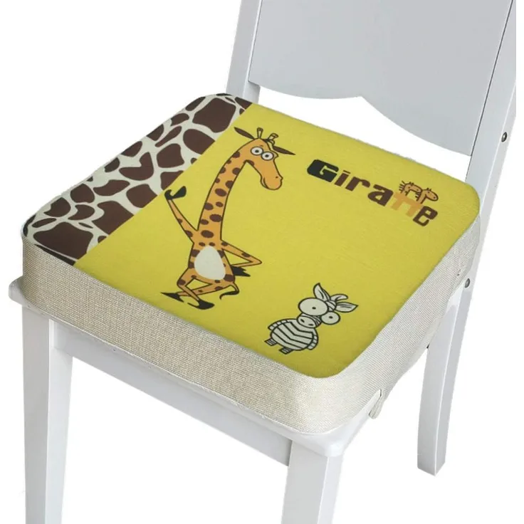 Kinder Sitzkissen Sitzerhöhung Stuhl, Fansu Baby Tragbar Sitzkissen Cartoon Quadratische Verstellbar Zerlegbar Kleinkinder Esszimmerstuhl ErhöHen Pad Esszimmer Boostersitze (Giraffe,40x40x8cm)