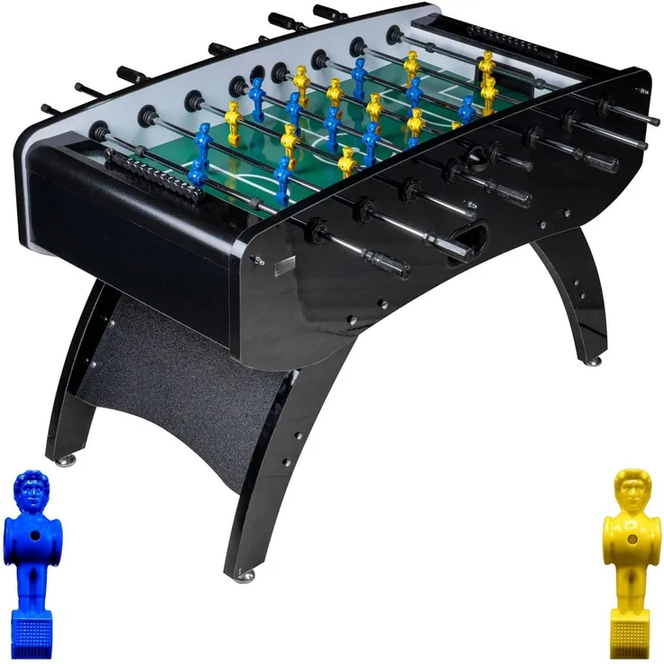 Fußball Tischkicker Schwarz Metallic grünes Feld Figuren Blau Gelb 80kg