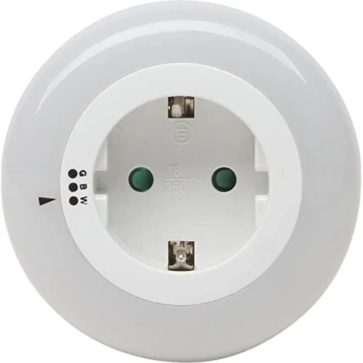Kopp 195906011 Nachtlicht mit 9 LED's TagNachtsensor, Steckdose und Schalter, 250 V, Weiß, max. 3.680 W, Farbwechsel