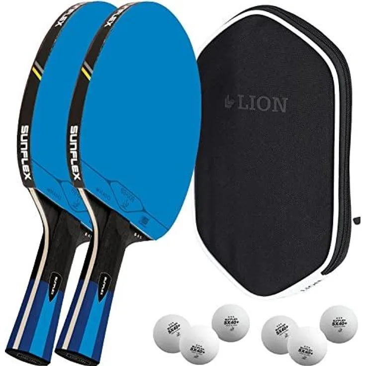 Sunflex B45 2 x Tischtennisschläger + Tischtennishülle Wallet + 2 x 3*** ITTF SX40+ Tischtennisbälle| Tischtennisset Tischtennis TT Tabletennis
