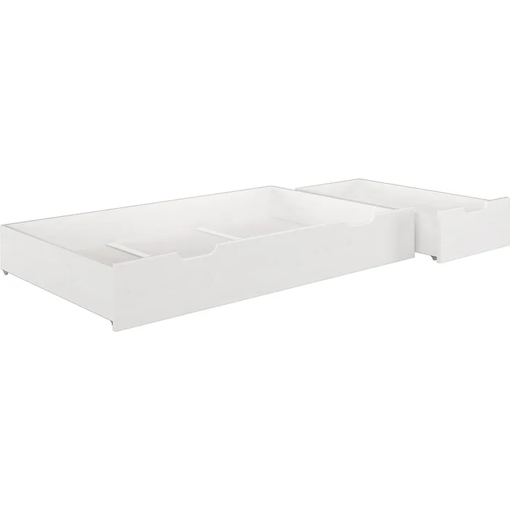 Erst-Holz Bettkasten Staukasten für unsere Einzelbetten - 2-teilig - Kiefer weiß 90.10-S4-2 W