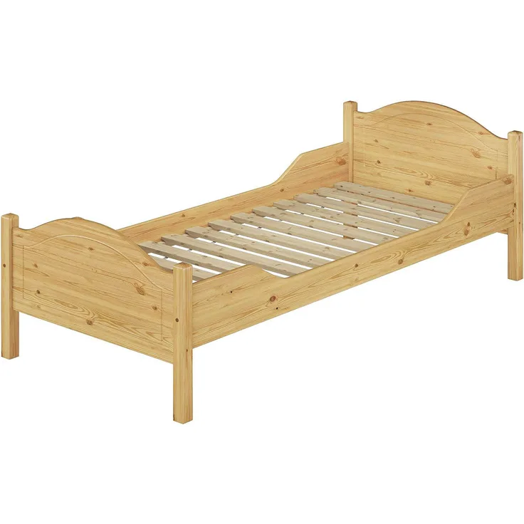Erst-Holz Einzelbett Kiefer 90x200 cm inkl. Lattenrollrost, natur