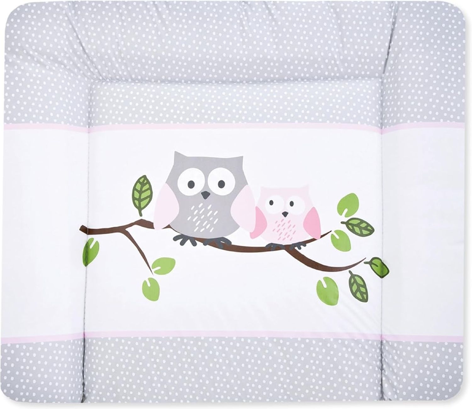 Julius Zöllner® Wickelauflage Softy 85x75 cm - weiche Wickelunterlage - Baby Wickeltischauflage - Folie, wasserdicht & abwischbar - Made in Germany - OEKO-TEX Standard 100 - Eulen rosa